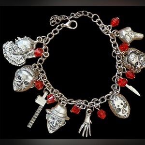 HORROR ICON FACES  “IT-MICHAEL-FREDDY-JASON-CHUCKY-GHOSTFACE” CHARM BRACELET